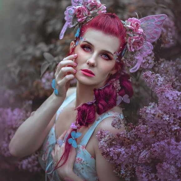 Purple Fairy Wings Headband Butterfly Flower Woodland Costume Accessory main image 2